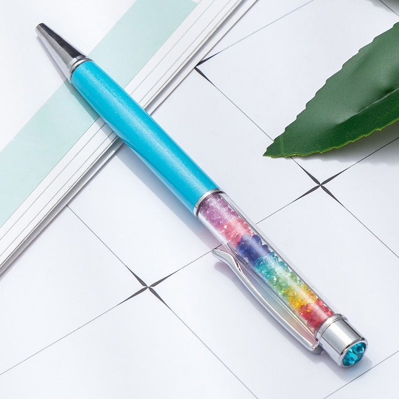 Whoelsale Pens Rainbow Crystal Pen Fragmented Diamond Fashion Metal Office Pen
